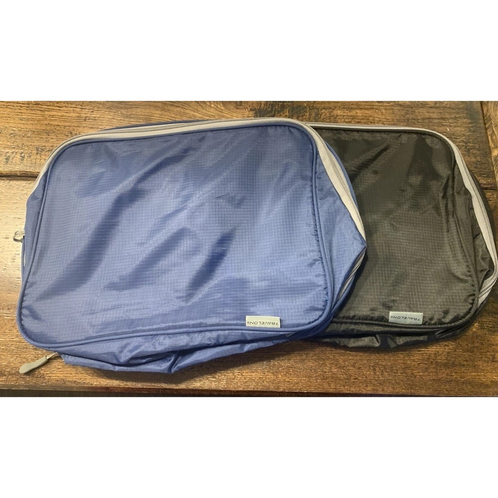 Travelon Soft Packing Organizers 12x9 Charcoal Navy Set of 2 Packing Cubes